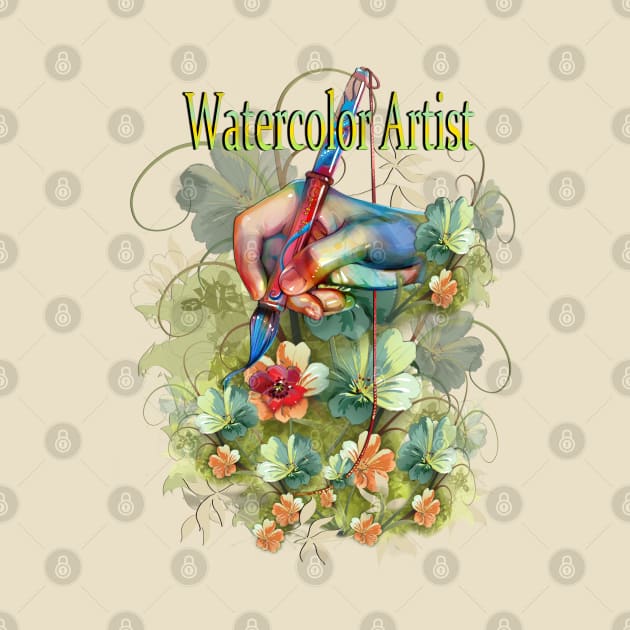 Watercolor Art design of flowers by Just Kidding by Nadine May