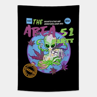 Trippy Alien Party 420 Tapestry