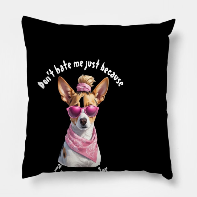 Don't hate me just because I'm a little cooler, funny quotes, cool gift for retriever lover Pillow by Customo