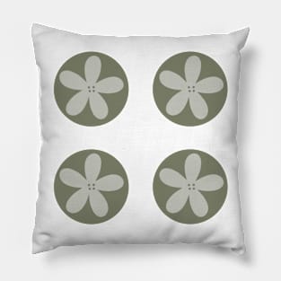 Modern Minimal Flower in Circle - sage green 4 pack Pillow