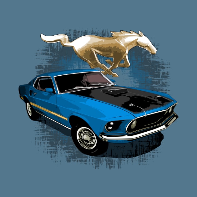 Blue 69 Mustang Mach 1 by ZoeysGarage