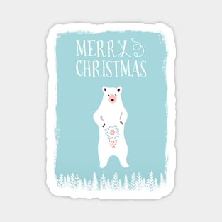 White Christmas Bear Magnet