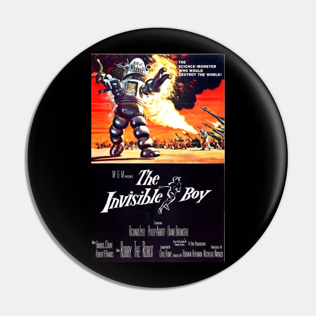 Classic Science Fiction Movie Poster - The Invisible Boy Pin by Starbase79