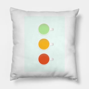 Teacup Traffic Lights Green Yellow And Red Teas On Mint Pillow