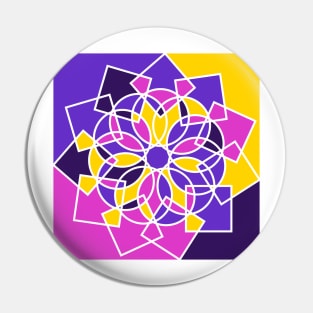 Geometric repeated elements in digital mandala in random bright neon colors Pin