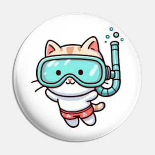Cute Cat Snorkeling Pin