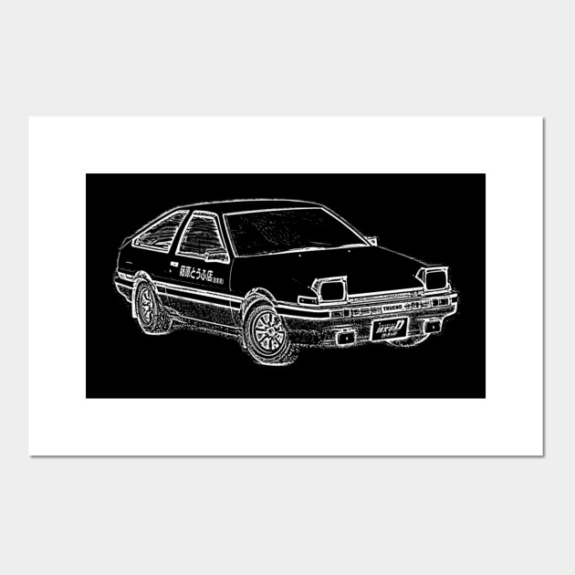 Initial D Toyota Ae86 Takumi S Drift Car Drifting Posters And Art Prints Teepublic