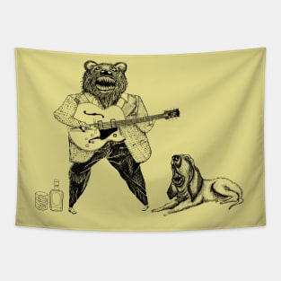 Hound Dog! Rock and Roll Bear Guitar Player Tapestry