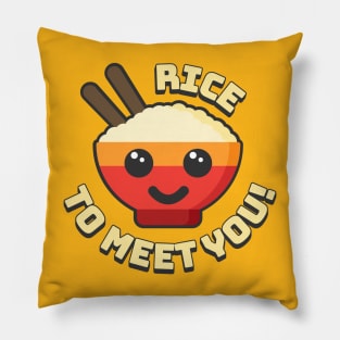 Rice To Meet You! Cute and Punny Rice Cartoon Pillow