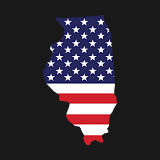 Illinois State Shape Flag Background T-Shirt