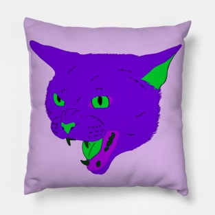 Vaporwave Cat - Vibrant Purple Pillow