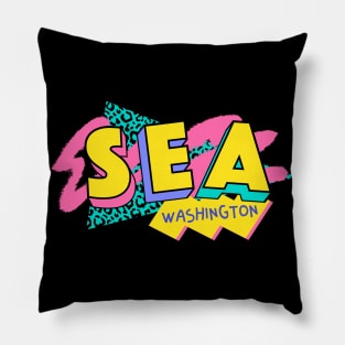 Retro 90s Seattle SEA / Rad Memphis Style / 90s Vibes Pillow