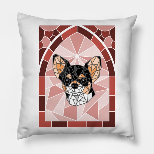 Stained Glass Black Chihuahua Pillow by inotyler