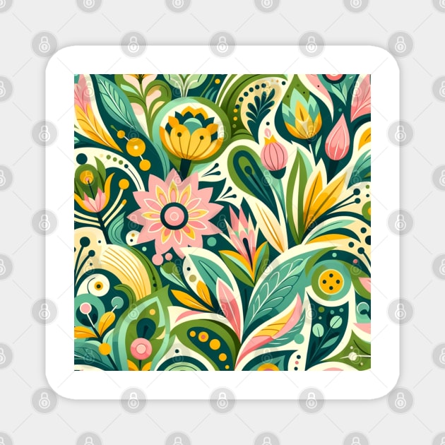 Spring Reawakening Lush Floral Magnet by GracePaigePlaza