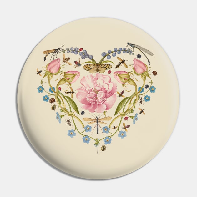 Watercolor Heart Flowers Pin by candhdesigns