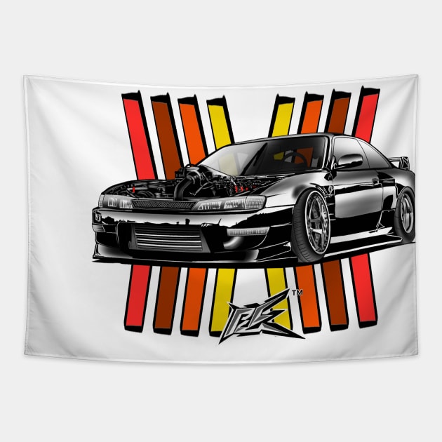 silvia s14 kouki v8 ls1 dragster black Tapestry by naquash