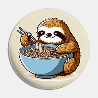 Sloth Cartoon Eat Ramen Pin