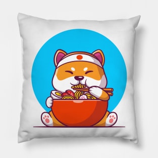 Cute Shiba Inu Eating Ramen Noodle Pillow