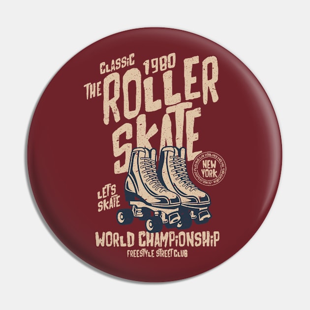 Roller Skate World Championship Vintage Design Pin by Jarecrow 