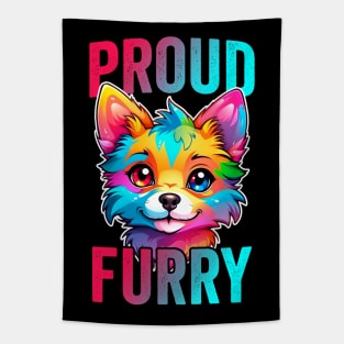 Proud Furry Fandom Cute Fursona Art Tapestry