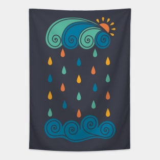 Funny rain on a dark background Tapestry