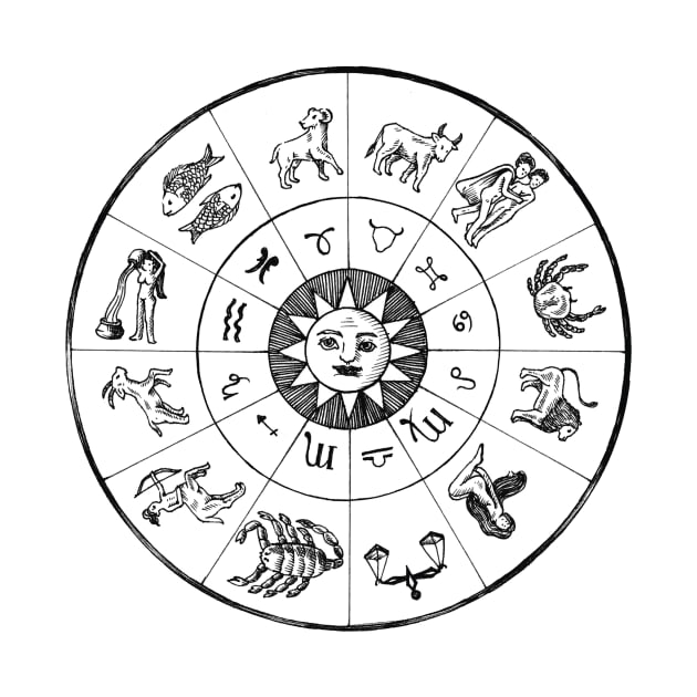 Zodiac Wheel with Sun by WAITE-SMITH VINTAGE ART