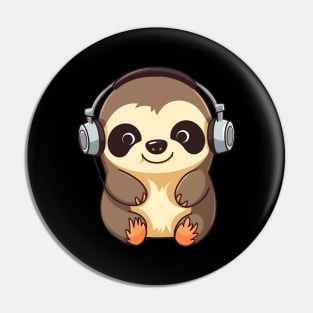 Sloth headphones Pin