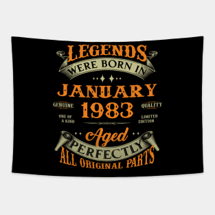 Legends Were Born In January 1983 40 Years Old 40th Birthday Gift Tapestry