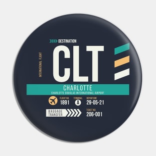 Charlotte (CLT) Airport Code Baggage Tag Pin