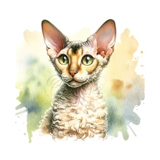 Cornish Rex - Watercolor Cat T-Shirt