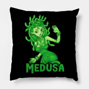 Cool and Cute Green Medusa Cartoon Pillow