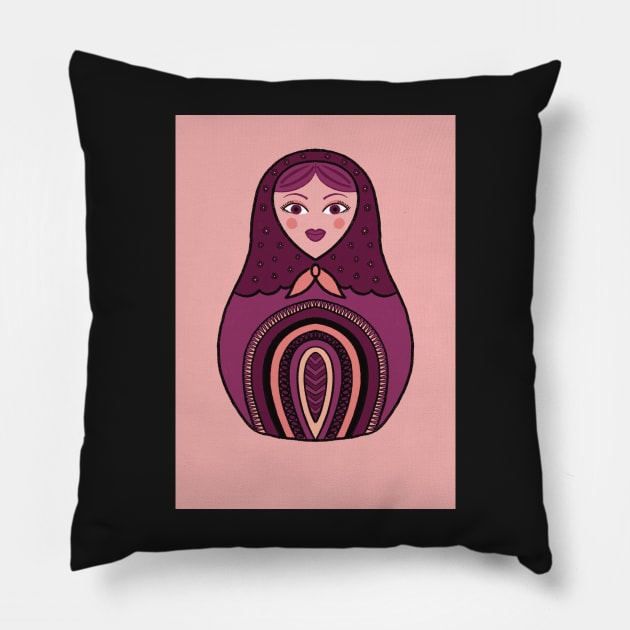 All the Pink Russian Doll Pillow by Slepowronski