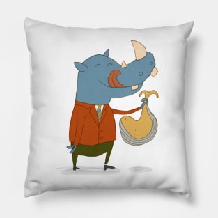 Snacktime for Rhino Pillow