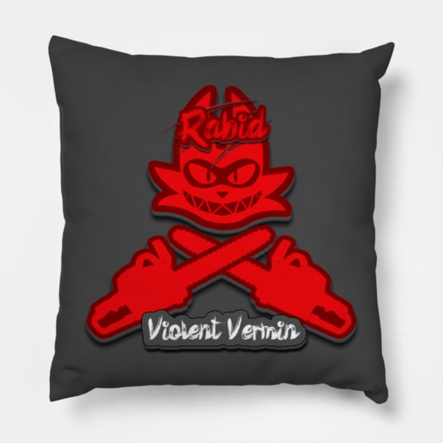 Violent Vermin (Rabid) Pillow by Tyler Teej