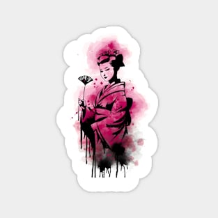 Japanese geisha girl graffiti Magnet