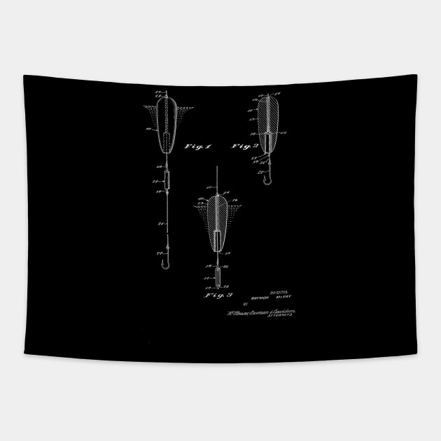 Fishing Lure Vintage Patent Drawing Tapestry by TheYoungDesigns