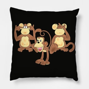 three monkeys Pillow