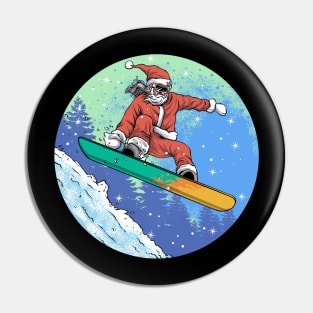 Snowboarding Santa Pin