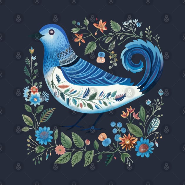 Blue Bird Scandinavian Art by Studio Red Koala