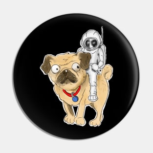 Astronaut riding a pug dog Pin