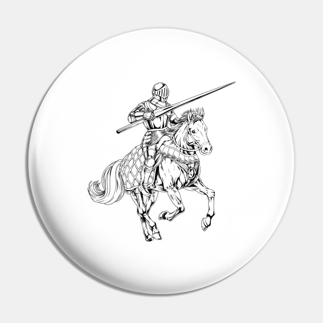 Medieval Knight on Horseback - Joust Pin by Modern Medieval Design