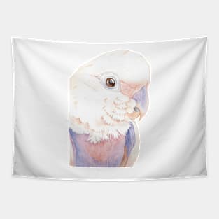 Goffin Tanimbar corella cockatoo watercolor portrait parrot name Buckley V2 Tapestry