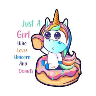 Just A Girl Who Loves Unicorn And Donuts T-Shirt