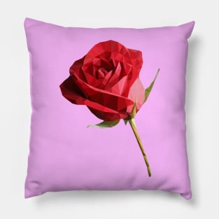 Romantic red rose low poly Pillow