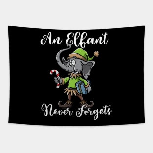 Christmas Elephant Funny Elf Costume An Elfant Never Forgets Tapestry