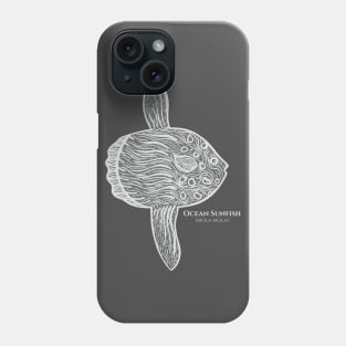 Ocean Sunfish with Common and Scientific Names - fish drawing Phone Case