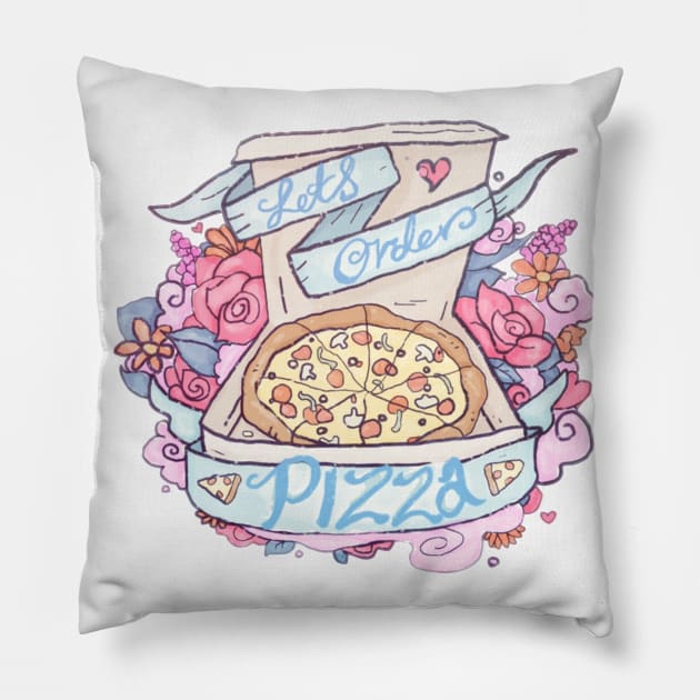 Lets Order Pizza Pillow by Nayo Draws