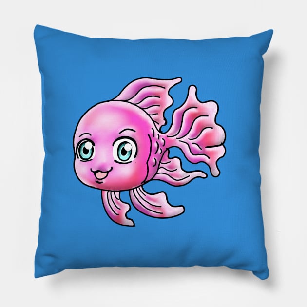 PINK FISH Pillow by MIZART