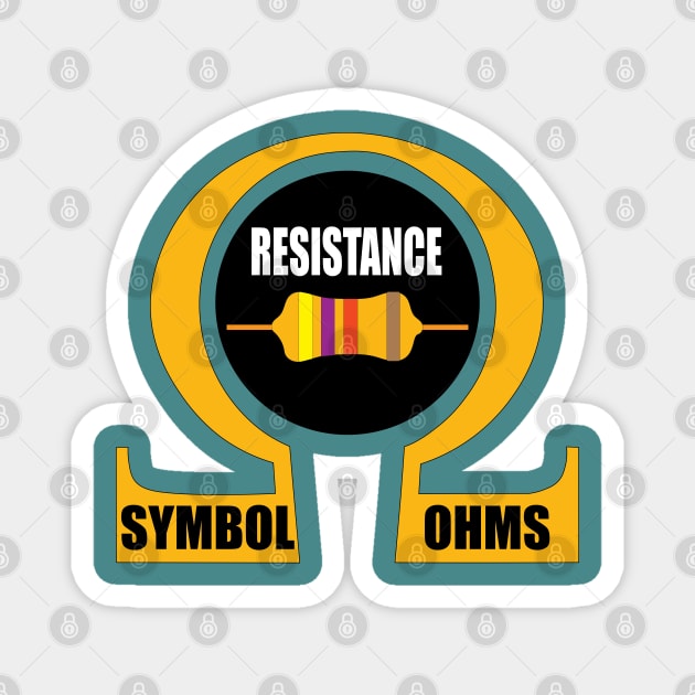 Resistance ohms symbol and Resistor Design for Electrical engineering Students and Electricians and engineers Magnet by ArtoBagsPlus