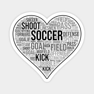 Soccer Heart Black and White Magnet